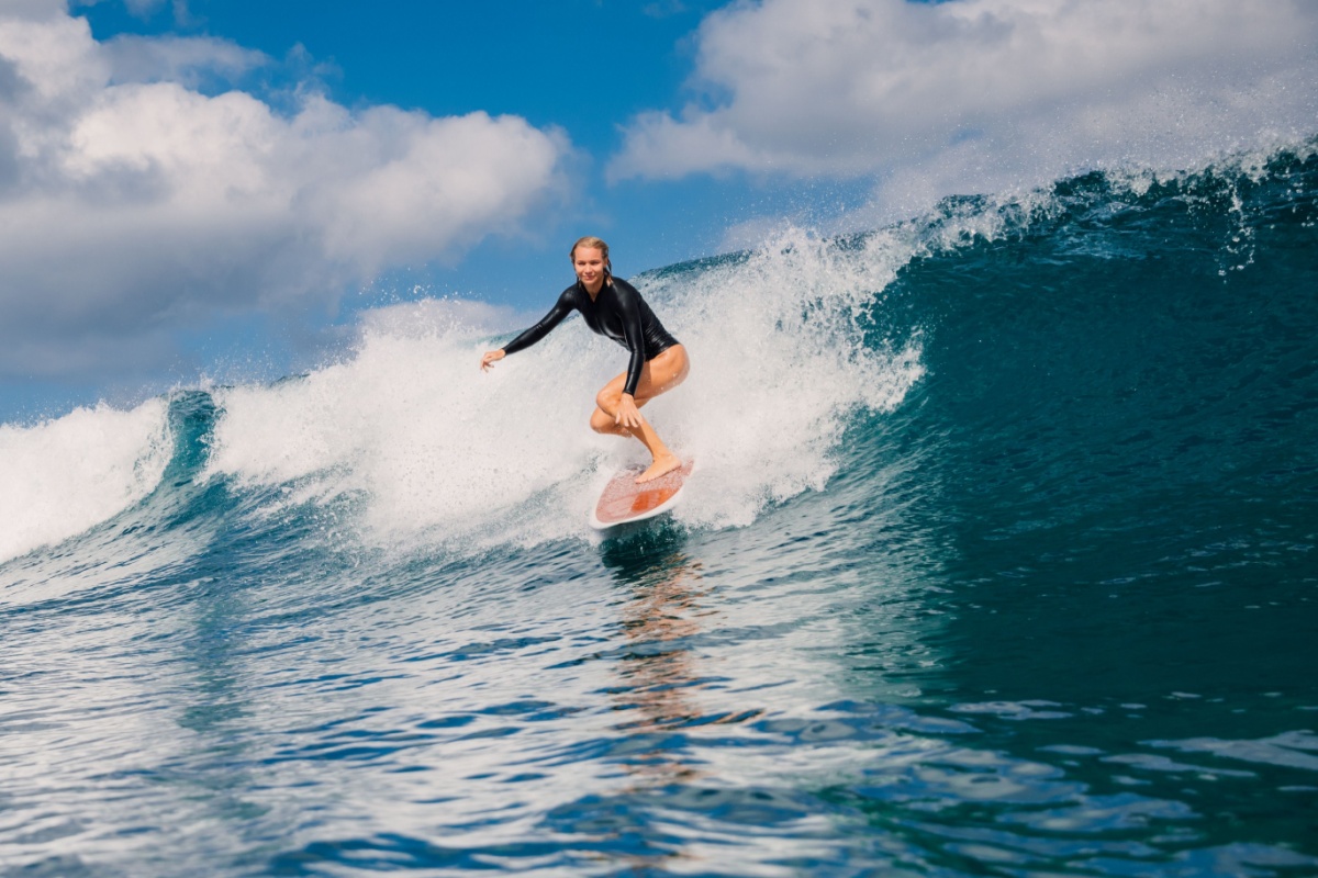 woman surfing