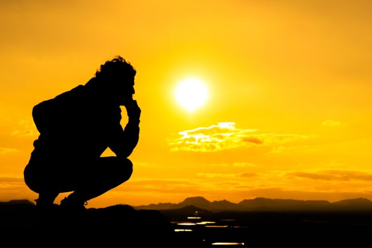 silhouette of a man outdoors