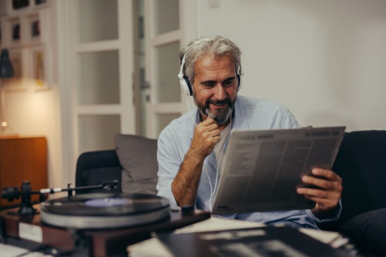 man listening to music