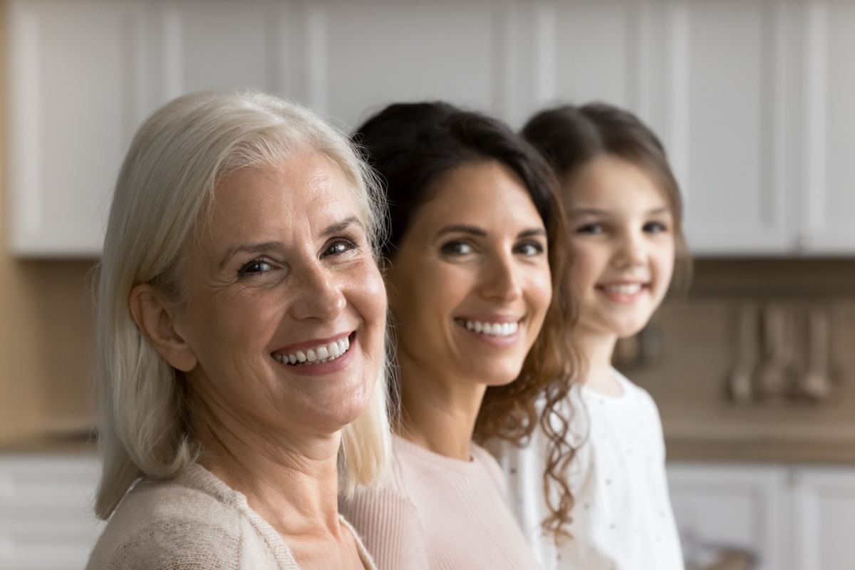 three woman of diferent generations standing side by side