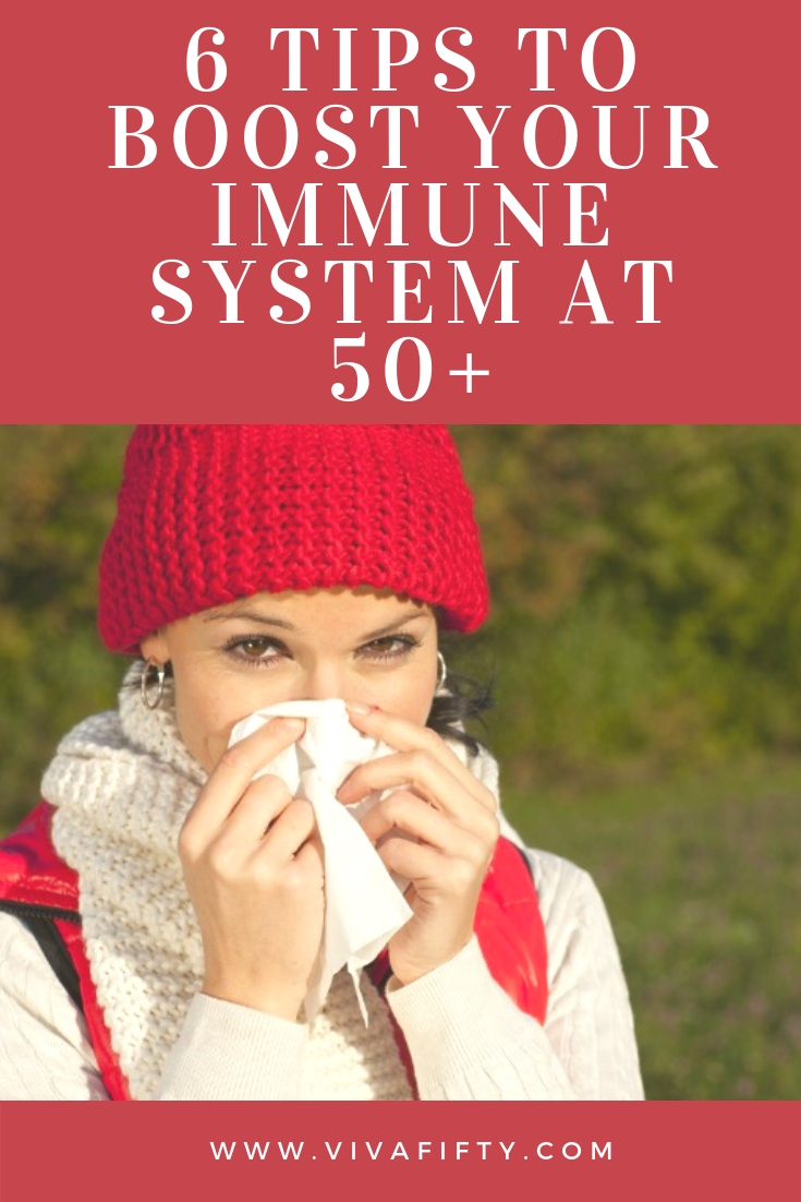 Studies have shown that as we age our immune systems tend to weaken. You can thank continued stress on your body, exposure to chemicals and radiation in the environment and the presence of age-related illnesses for your compromised immunity, but you don’t have to sit back and let all those germs and viruses attack you. Here’s a list of some great ways to boost your immunity after 50. #health #midlife #over50 