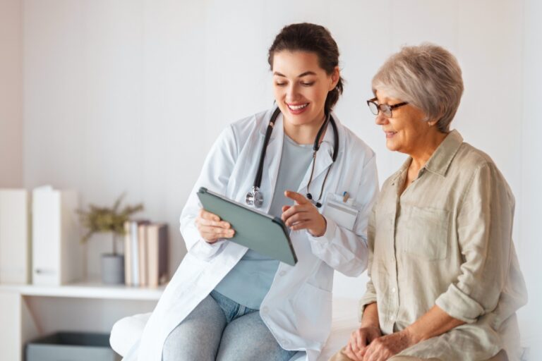 middle aged woman with her doctor