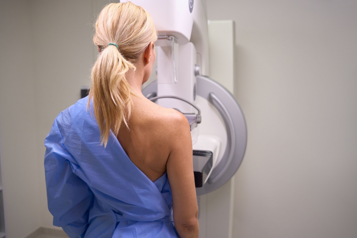 woman having a mammogram