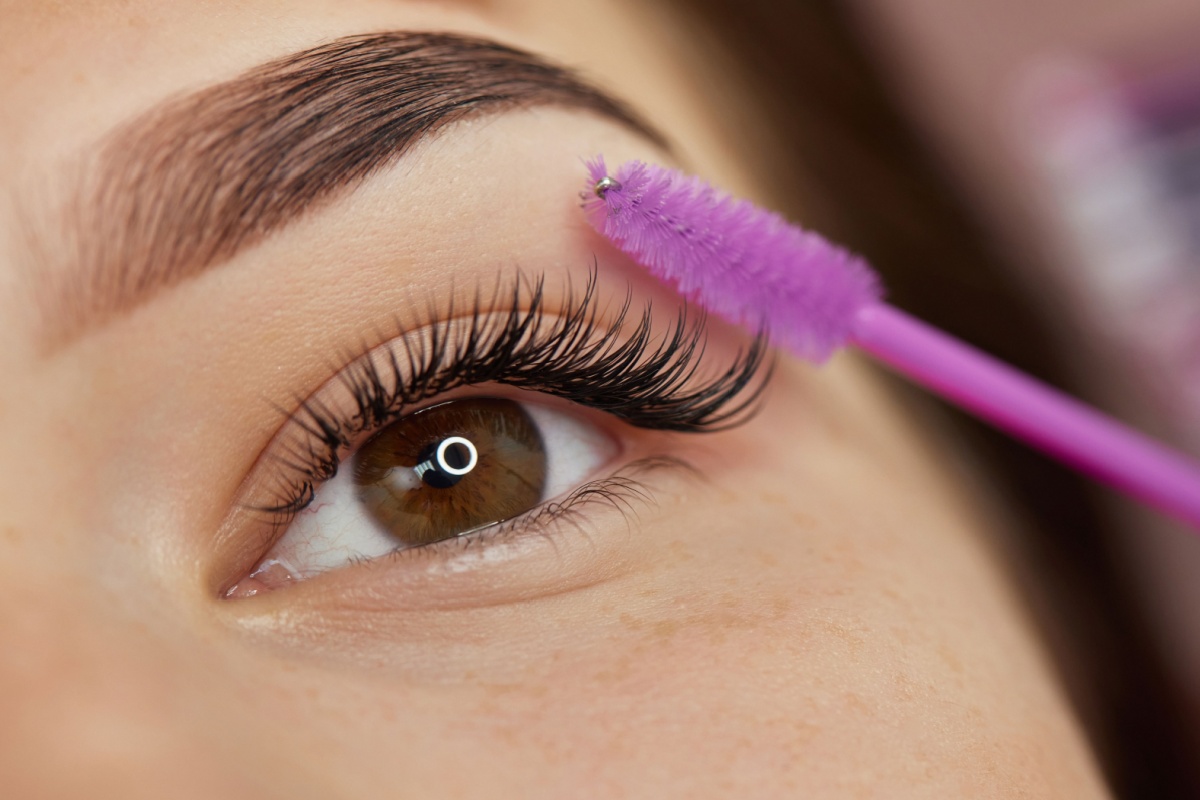close up of woman eyelashes