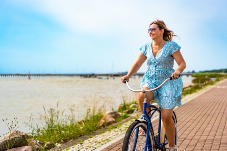 woman riding a bike