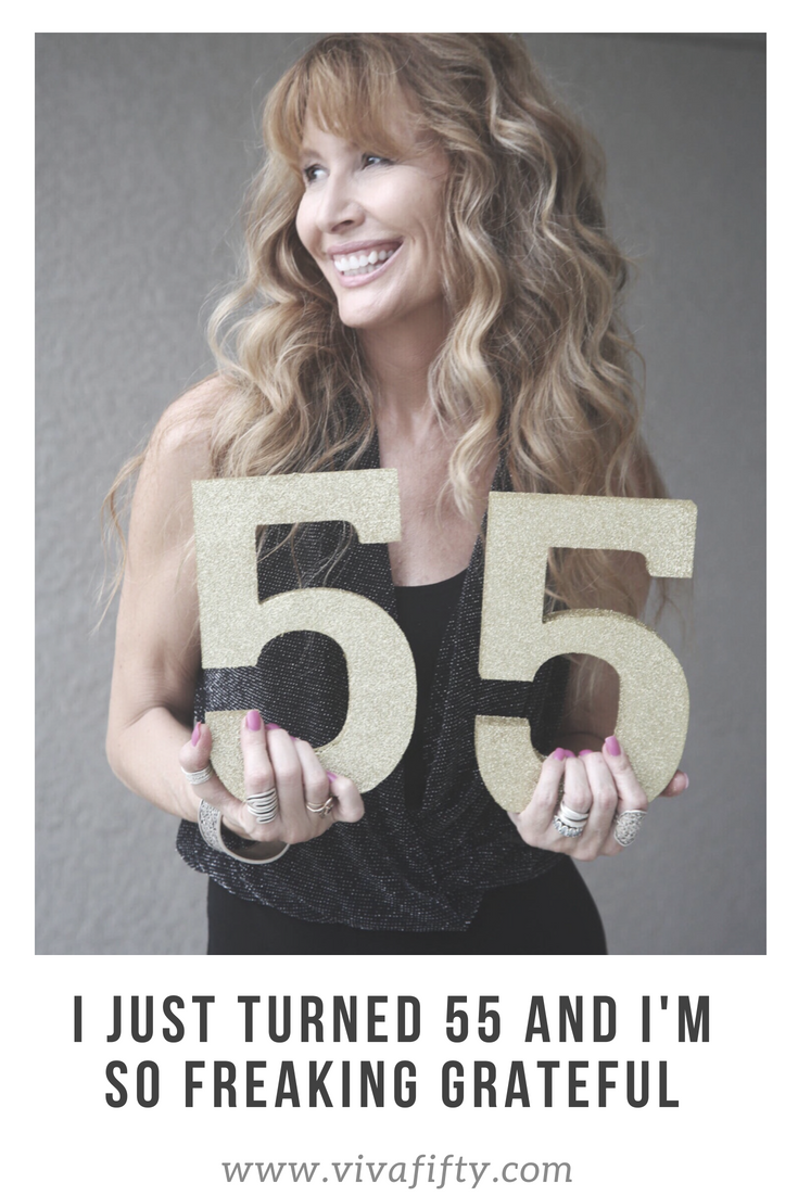 Turning 55 should be cause for celebration. At this age many of us have friends that are gone to soon or are battling deadly diseases. Here is why I´m super grateful to be turning 55! #over50 #over40 #midlife #birthday #yoga