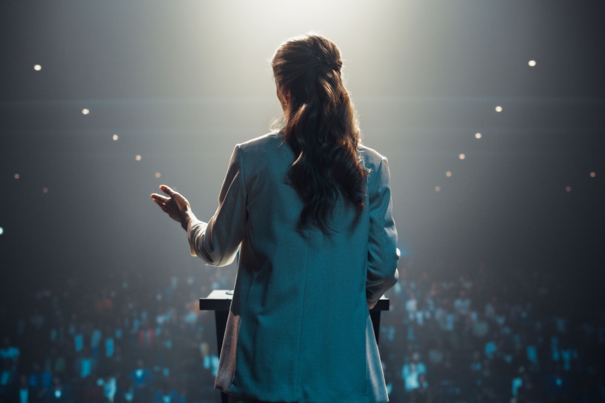 woman giving a speech