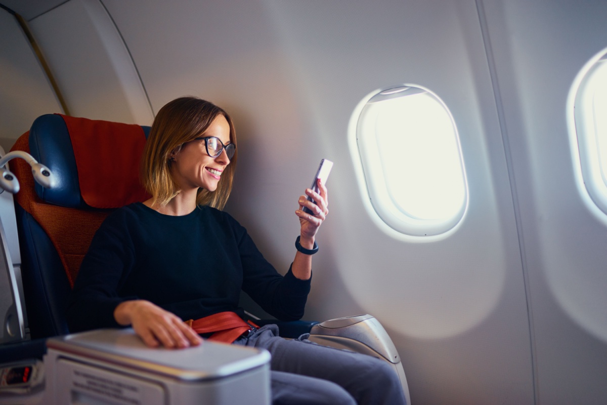 woman on a plane