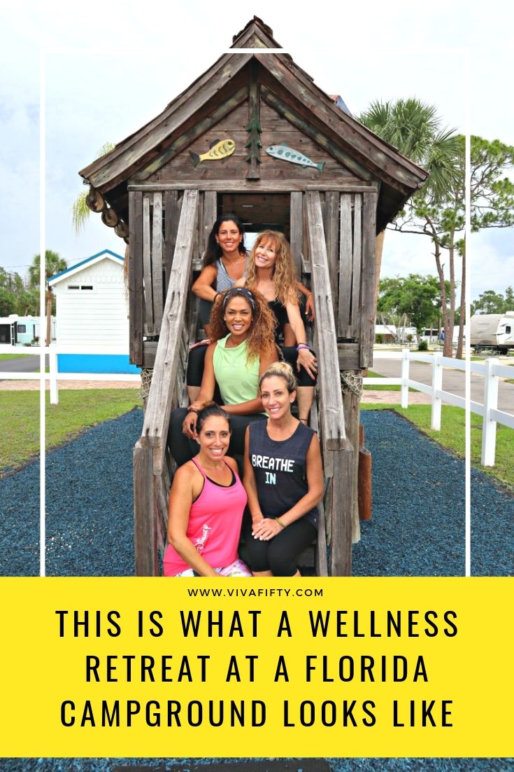 A wellness retreat in nature is a great way to reconnect with ourselves, with the world around us and with other people. Here is what our retreat at a campground looked like. #ad #KOA #camping #wellness #retreat 
