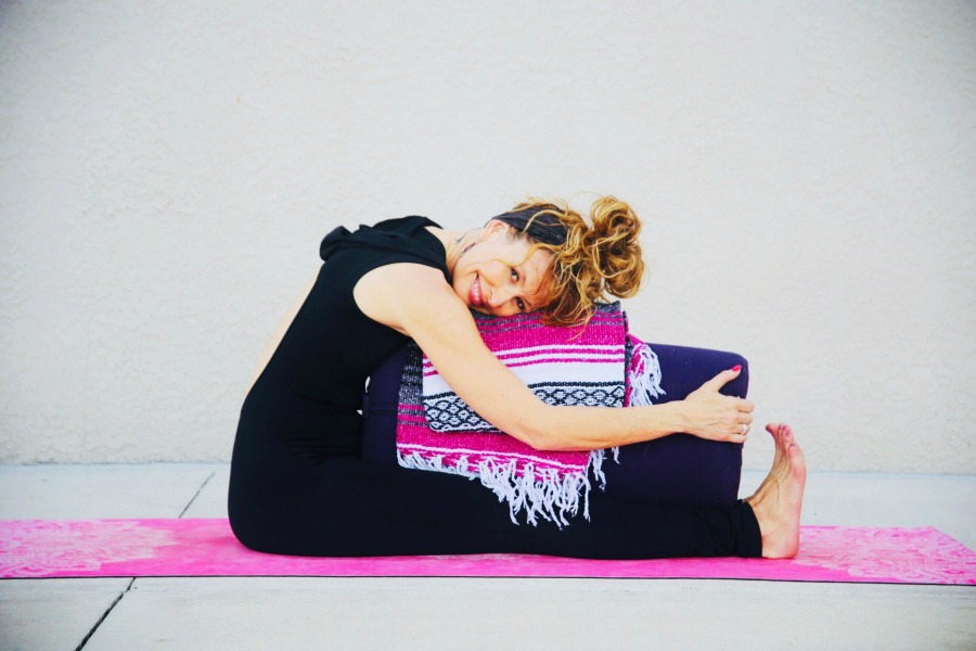 Restorative yoga forward folds for a good night's sleep