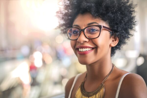 African American woman wearing glasses