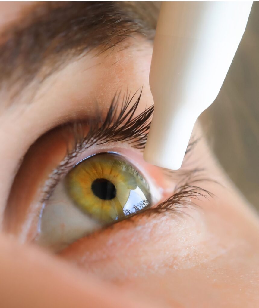 Hazel eye with an eye drop bottle