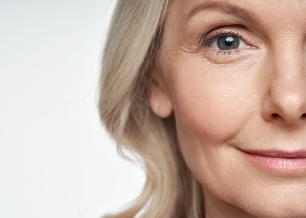 Middle aged woman, blond with blue eyes